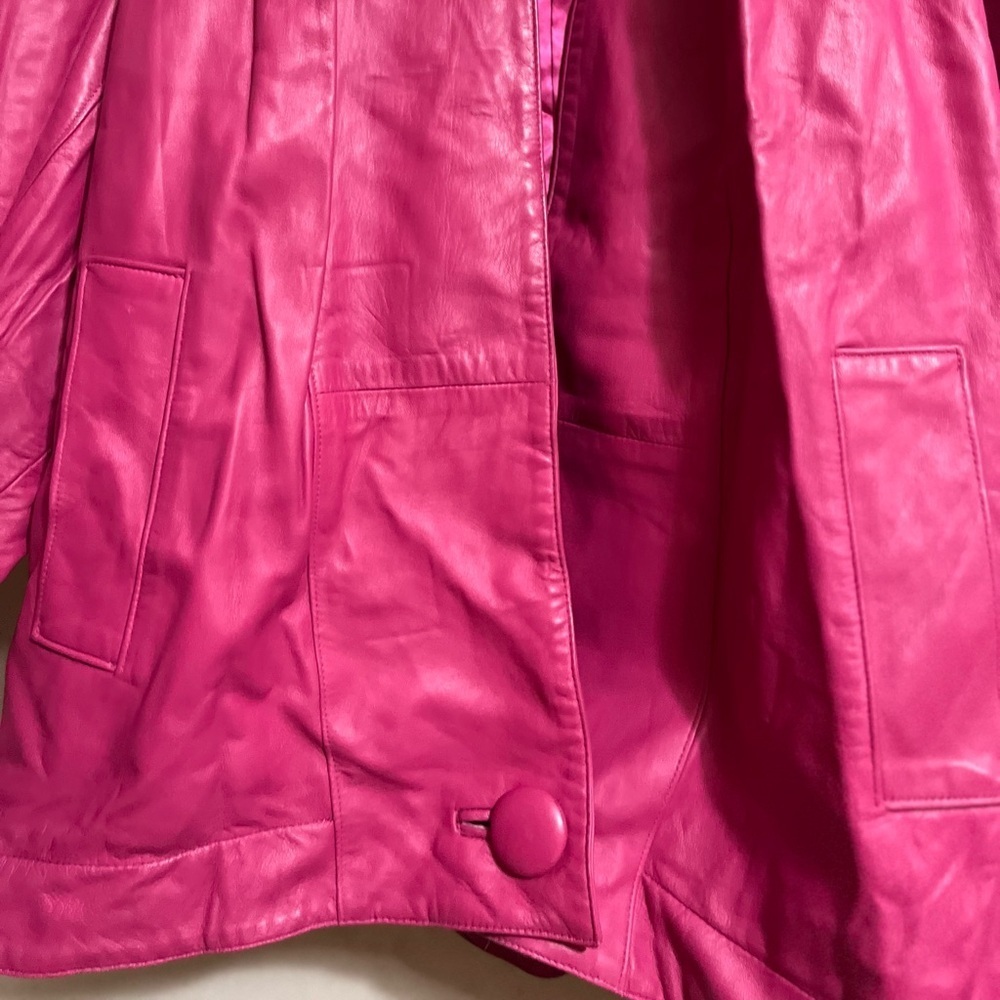 Vintage BETTINA 1980s Pink Leather Jacket Sz 16/36 Women - Picture 3 of 7